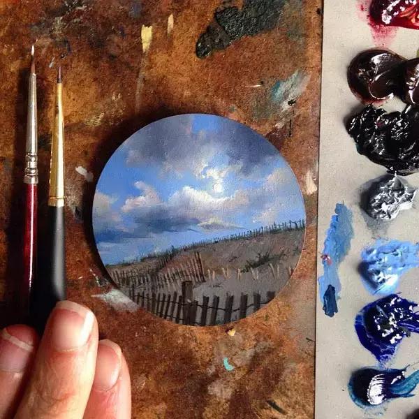 去艺术馆旅游回来画一幅画,油画风景随身带