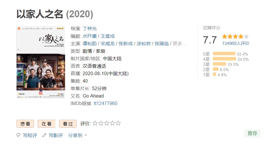 白色月光电视剧在线免费观看全集,以家人之名豆瓣评分为什么下跌