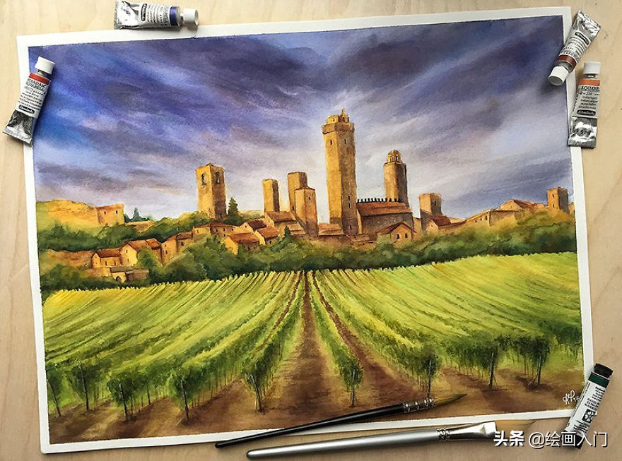 如何用画笔画出好看的图画,一幅优秀的水彩画创作过程欣赏