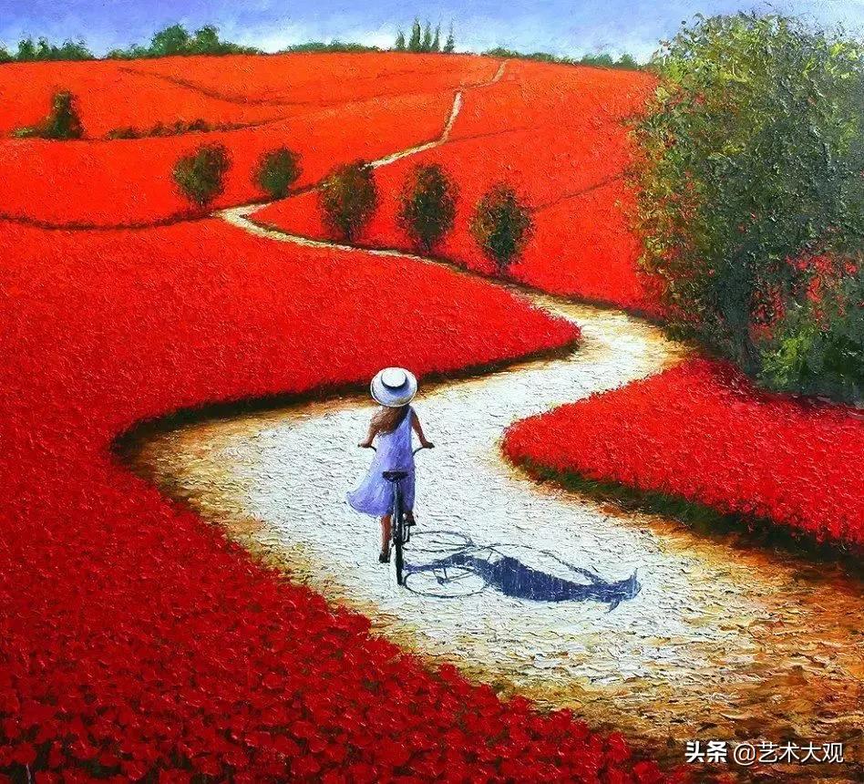 意境花卉绘画,花开无语排版