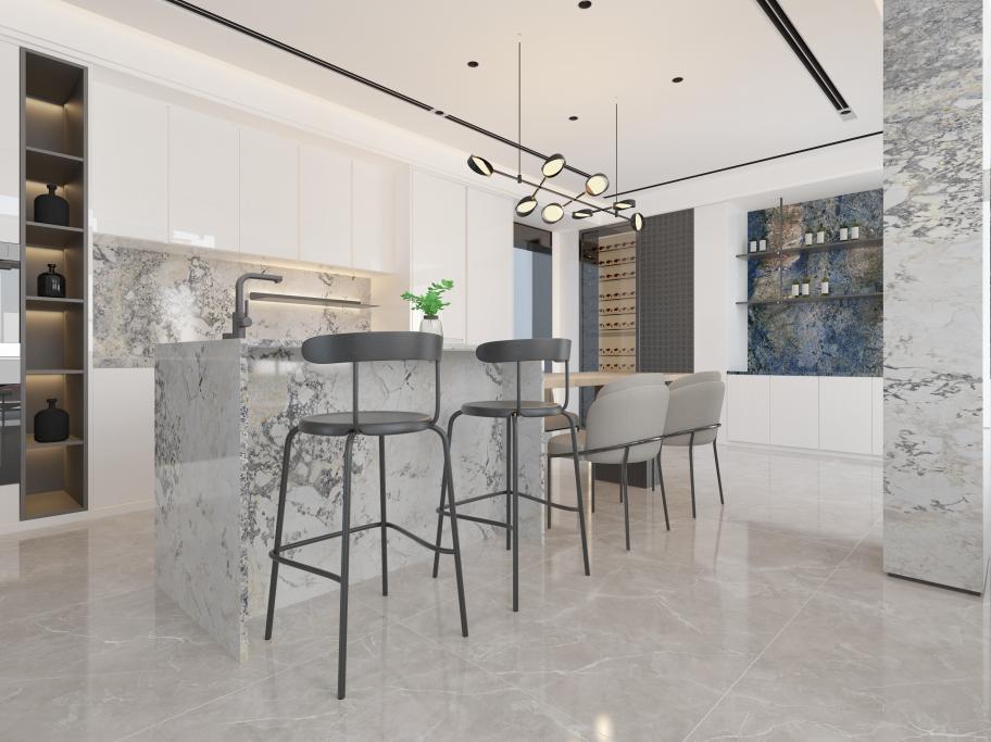 现代轻奢风客厅装修瓷砖用什么色,2020最流行瓷砖轻奢风