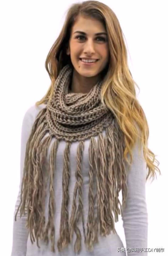 新款针织秋冬宽松披肩怎么织,针织中长款披肩