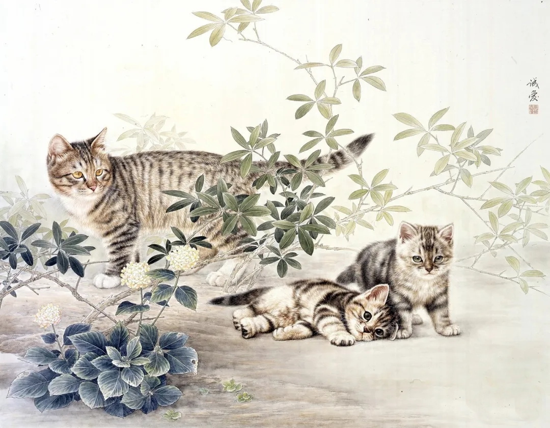 邢诚爱工笔画猫的图片,邢诚爱工笔画猫兔子高清大图