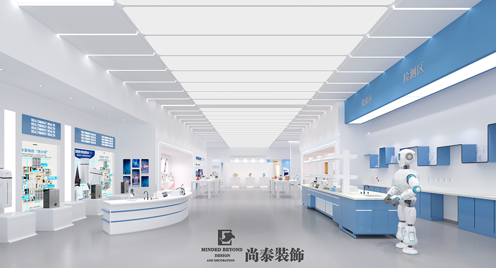 650㎡医疗展厅设计,不是所有的“蓝+白”都能玩得这么大气的