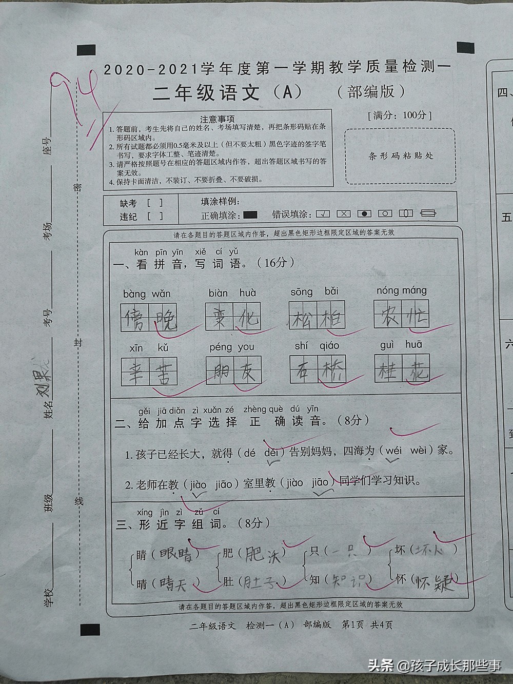 二年级语文看图写话易错题型归纳,二年级语文试卷必考的看图写话