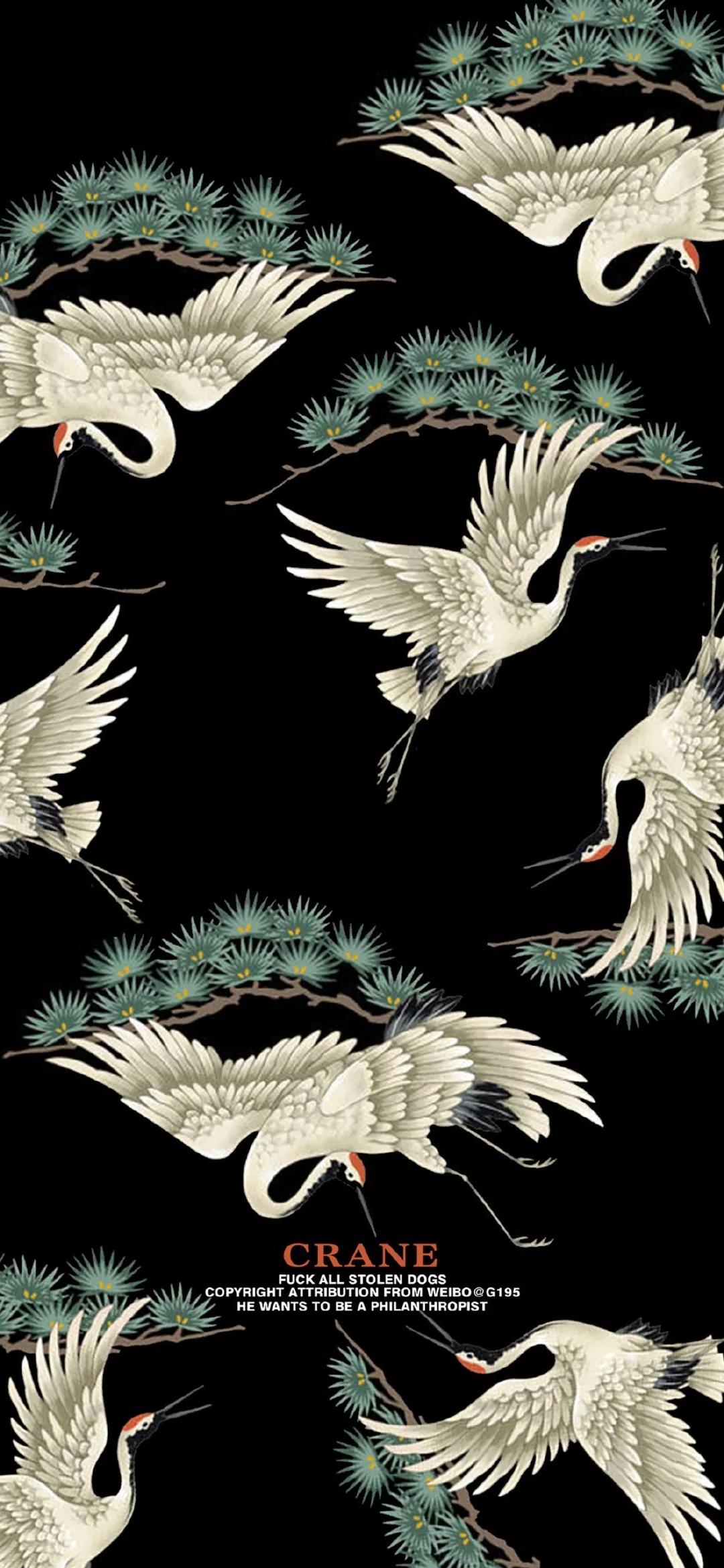 超高清古风仙鹤壁纸,仙鹤图案的中国风壁纸