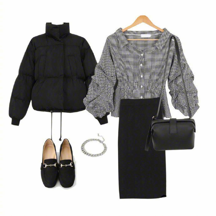 黑色时尚小棉服,黑色短款小棉服不臃肿