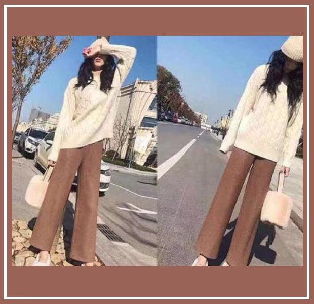 秋冬羊毛针织阔腿裤怎么搭配上衣,毛衣阔腿裤冬天这样穿才洋气