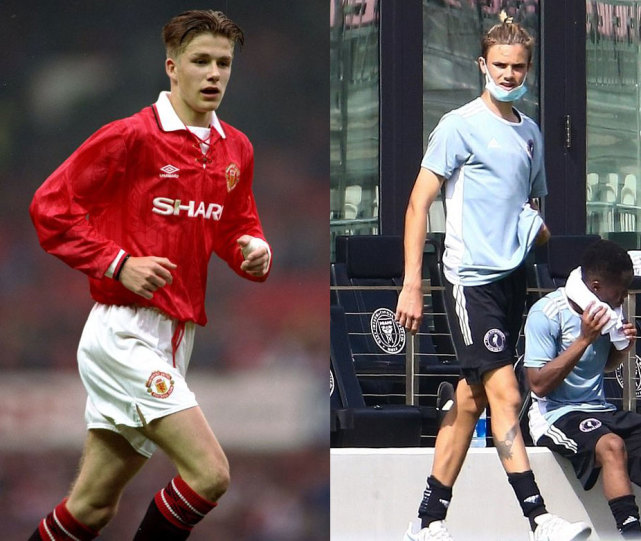 贝克汉姆18岁次子练足球,贝克汉姆二儿子踢球