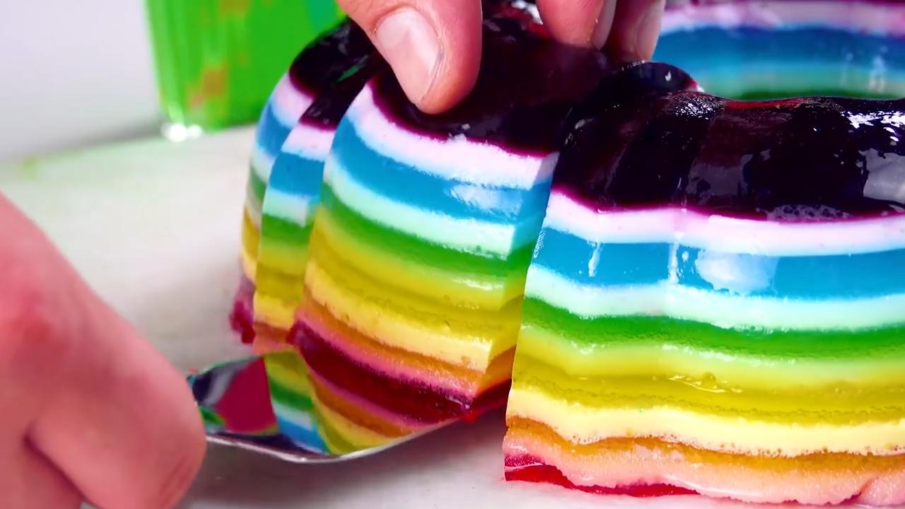 彩虹色果冻,好吃又好看的果冻教程