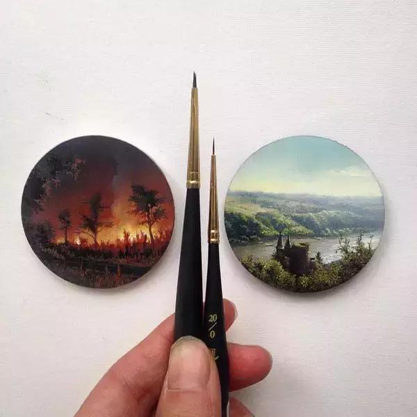 去艺术馆旅游回来画一幅画,油画风景随身带