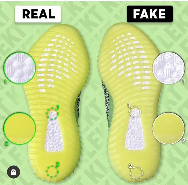 350黑天使椰子鞋真假对比,椰子350白黄变色真假对比