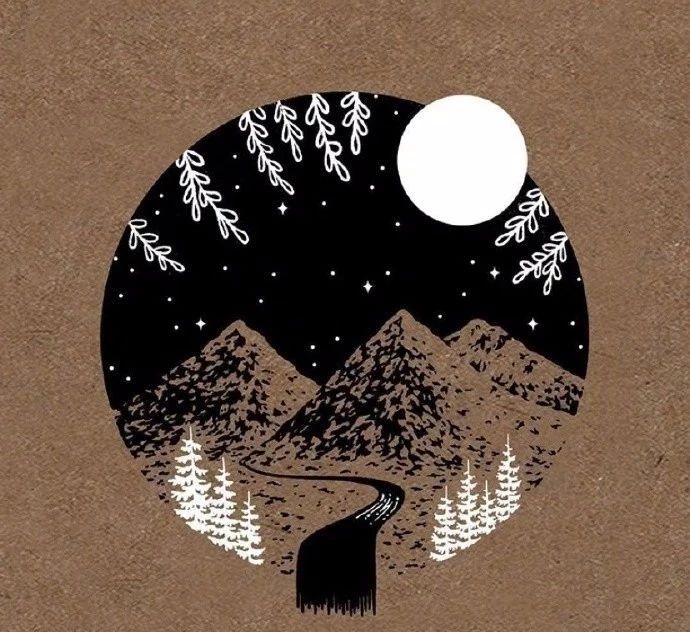 一组风格的插画,一组黑白线描画