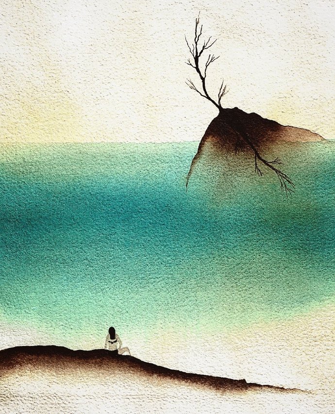 禅悟人生绘画作品,极简禅意绘画作品