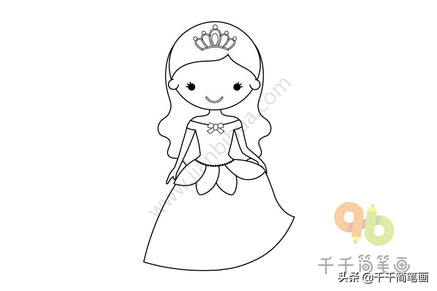 儿童简笔画，女宝爱画的美丽公主！