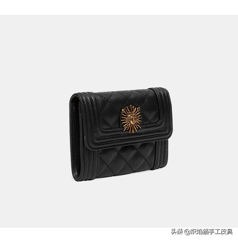 太阳神复古菱形格零钱包