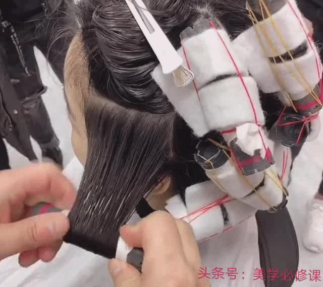 烫发排杠学习,烫发卷杠课程