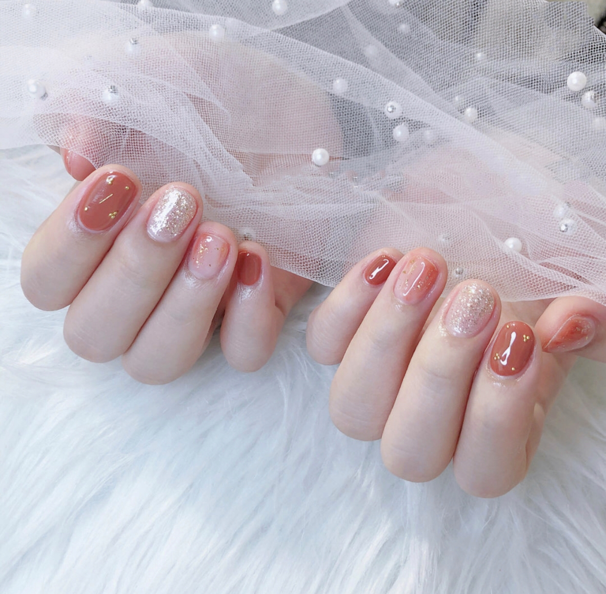 简单晕染美甲教程腮红黄皮,美甲网红款红色日系晕染