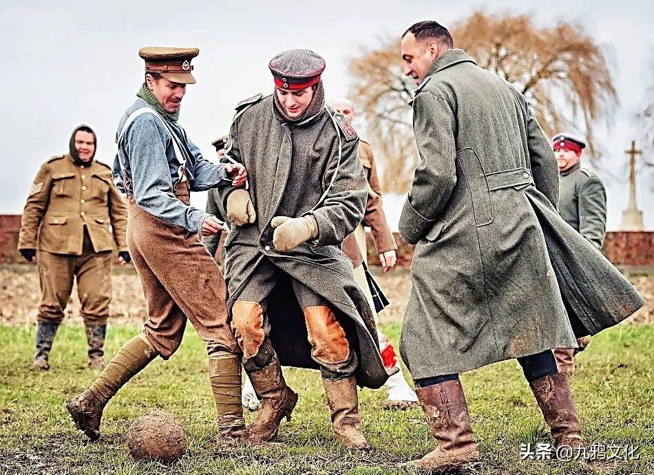 第一次世界大战德英士兵,世界大战英法德踢足球