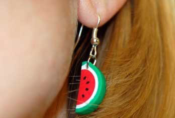 珍珠耳环diy手工制作教程,自制西瓜耳环