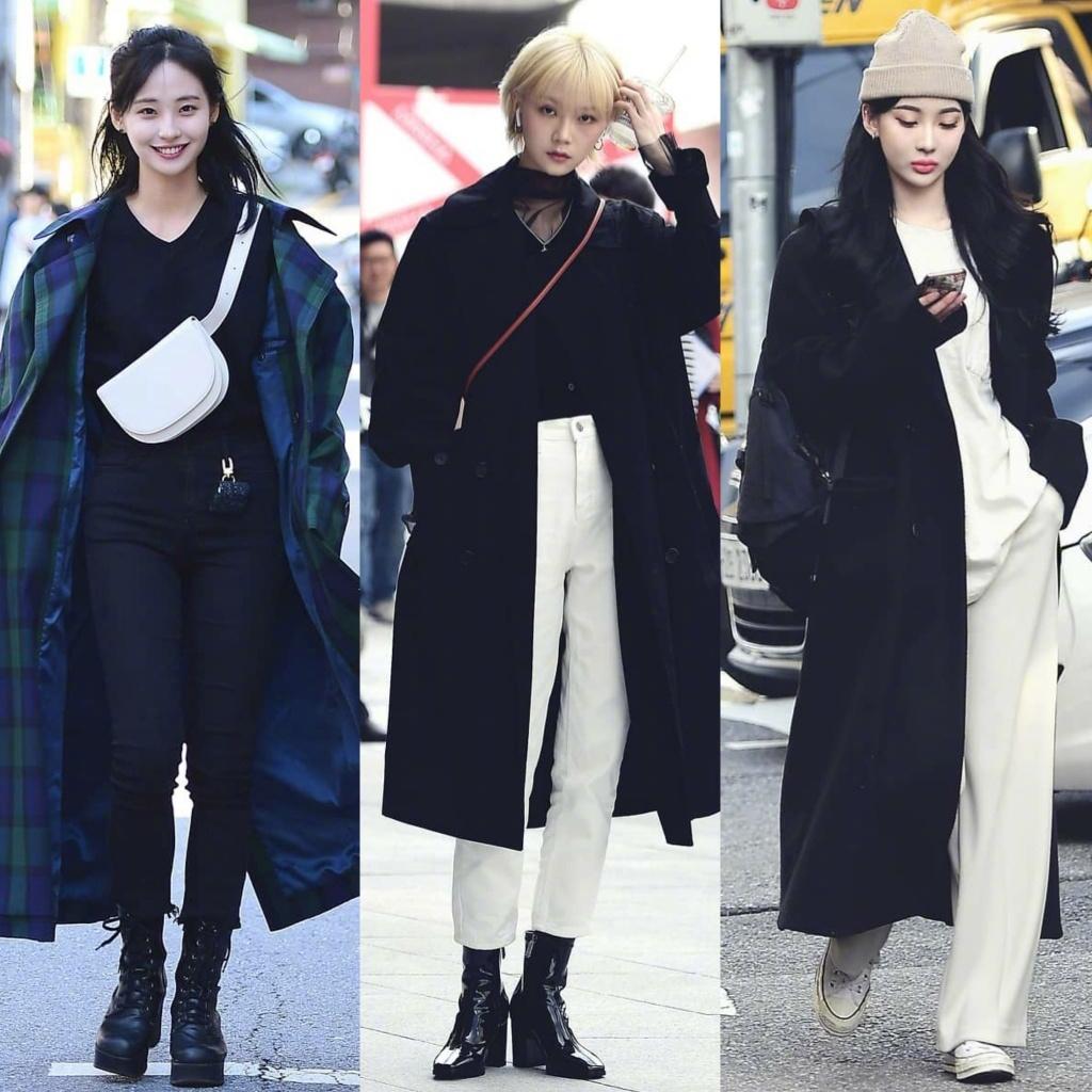 韩国小姐姐学院风大衣内搭,韩国穿大衣最好看的女人