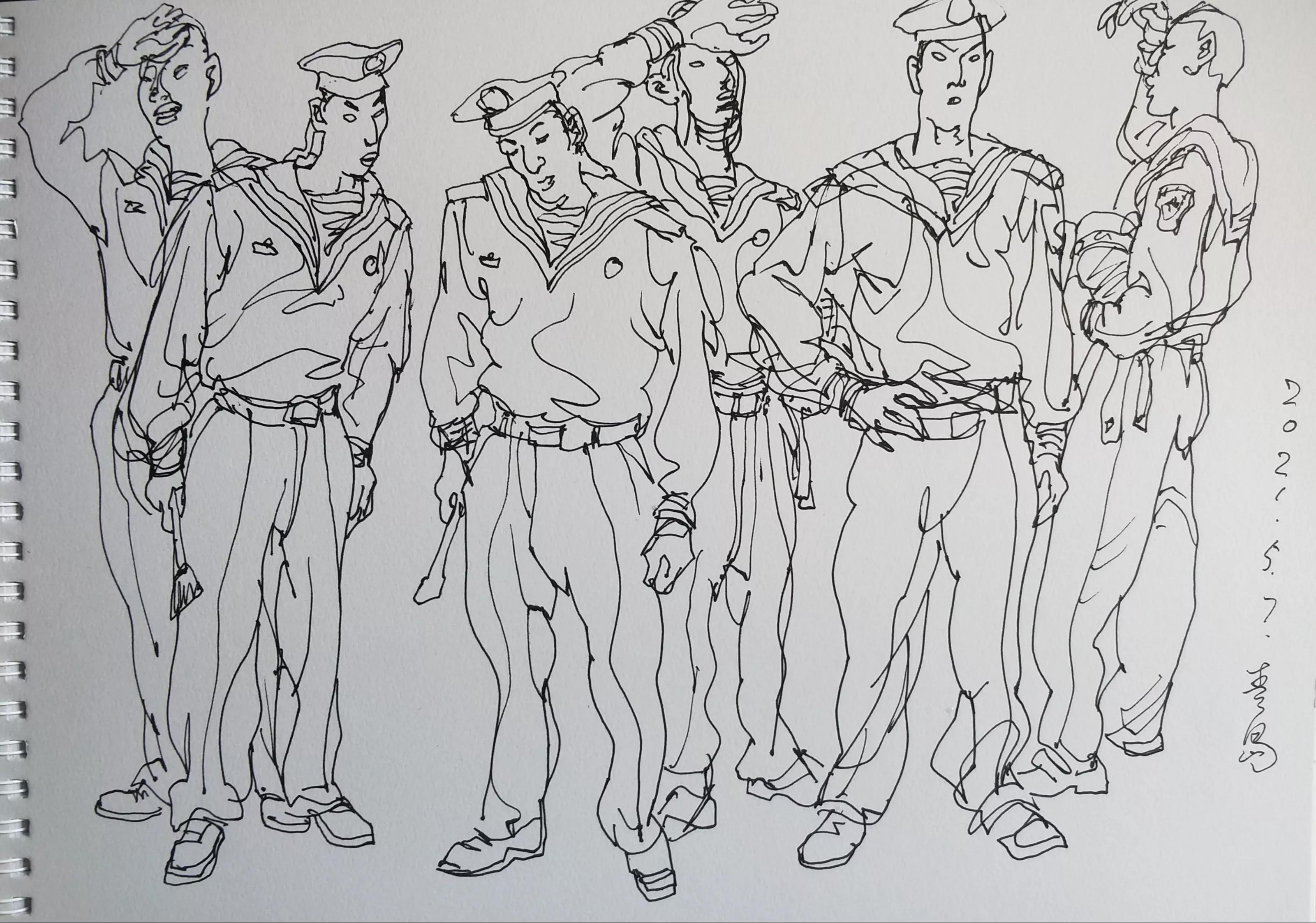 吴建科人物画欣赏,画兵人速写