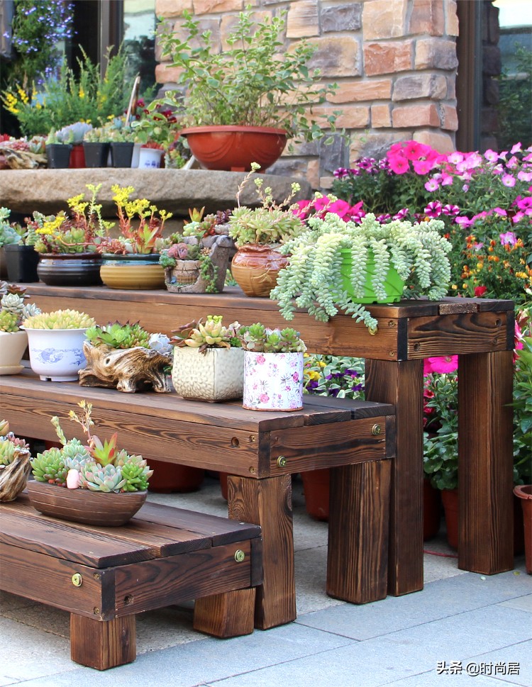 家庭花架放什么样的花盆好看,怎样做的花盆放在花架上才好看