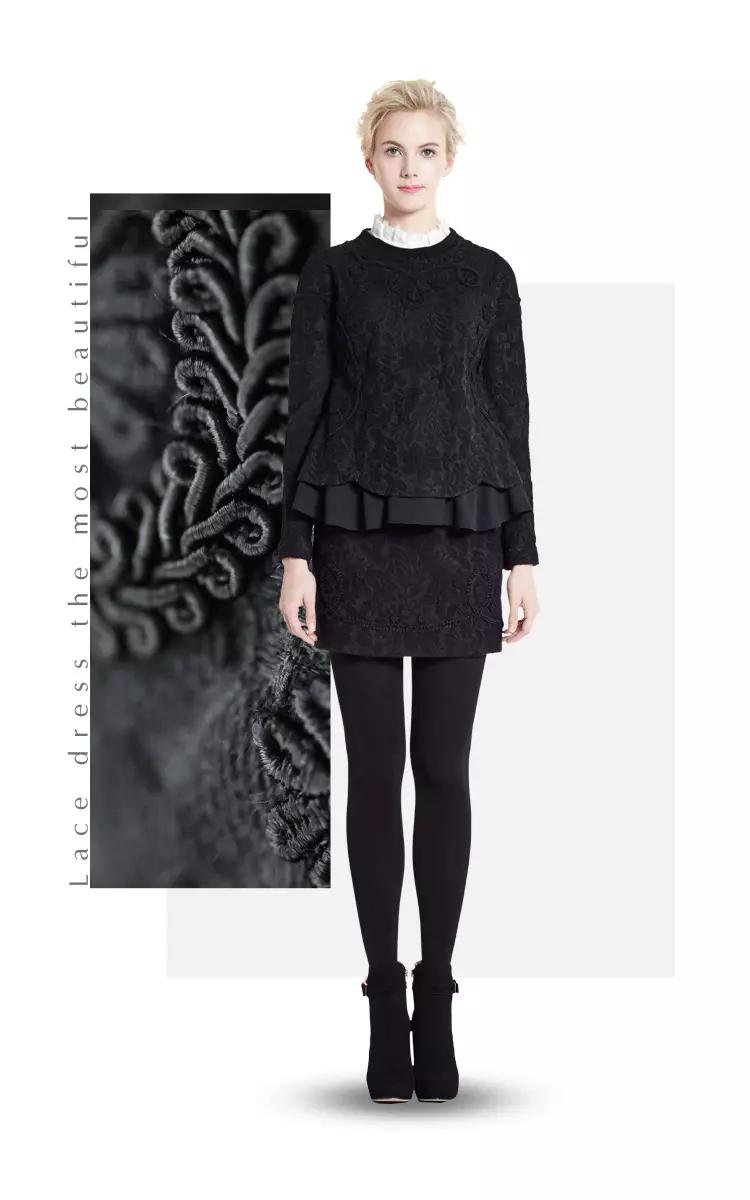 高端冬季蕾丝连衣裙中长款穿搭,适合冬天穿的蕾丝连衣裙