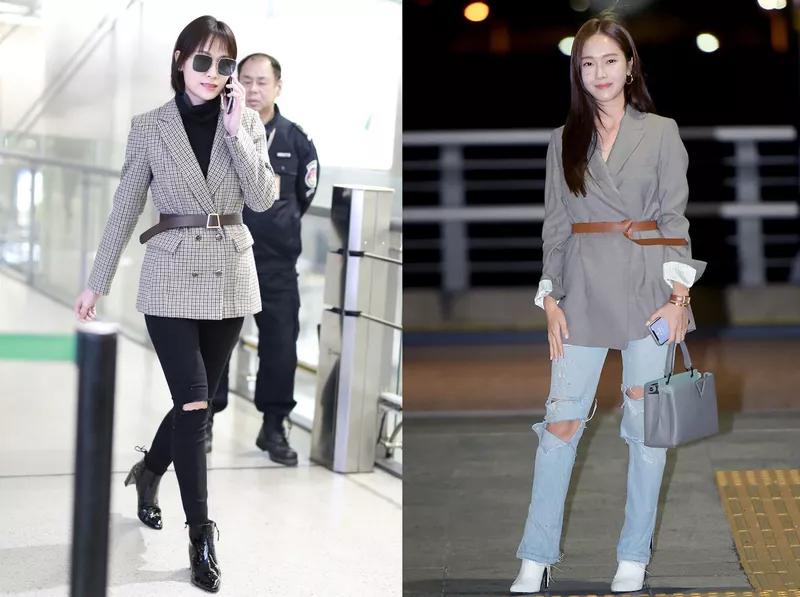 韩系欧尼风衣外套,韩国欧尼黑色大衣搭配