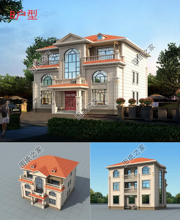 鼎川漂亮三层复式别墅设计图,三层复式旋转楼梯别墅内部效果图