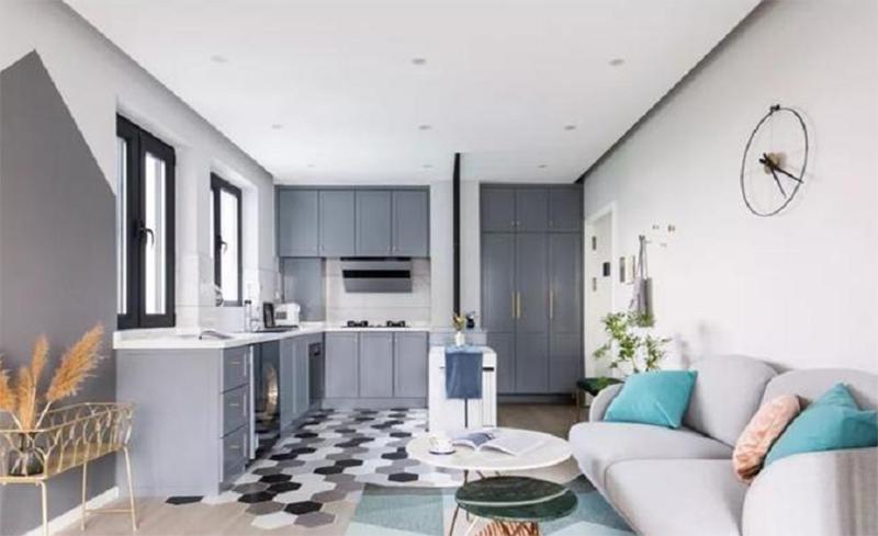 折叠式餐桌效果图小户型,小户型开放式厨房折叠隐藏餐桌