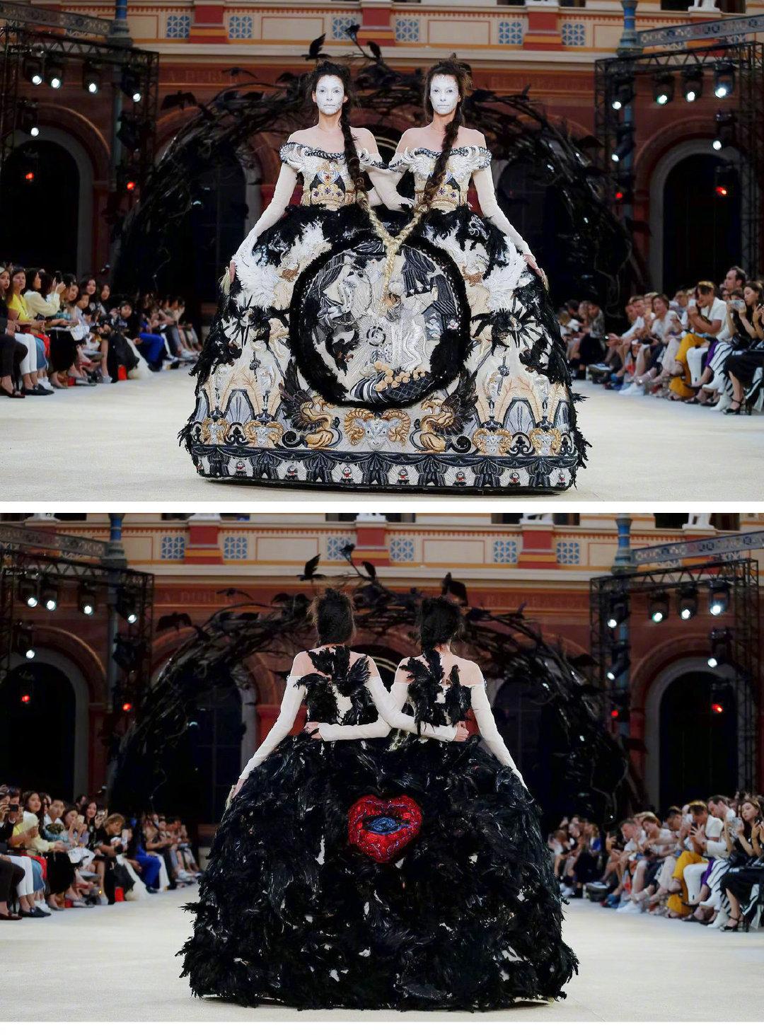 鬼脸连体服做开场,满身绣死亡象征乌鸦,惊悚秀场还是奇葩秀场?