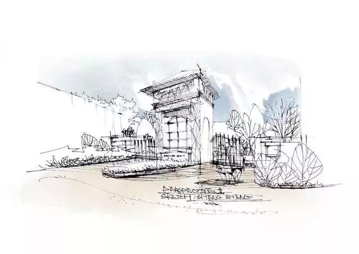 手绘效果图设计详解,干货五幅景观手绘效果图步骤图解