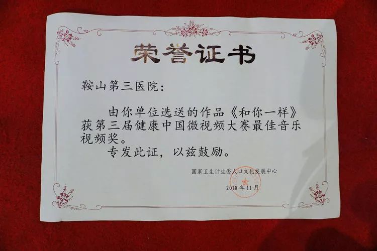 鞍山三院《和你一样》获“健康中国微视频大赛”最佳音乐视频奖