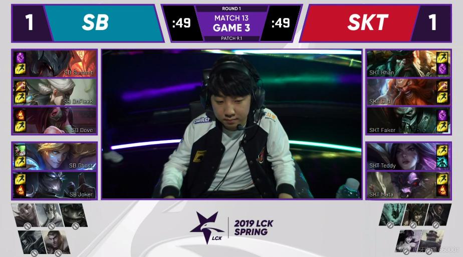 LCK常规赛第二周第二场「SB2-1SKT」银河战舰惨遭新人掀翻！