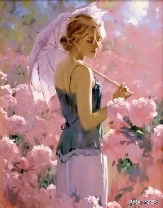 现代艺术油画中的美人,阳光美少女图片绘画