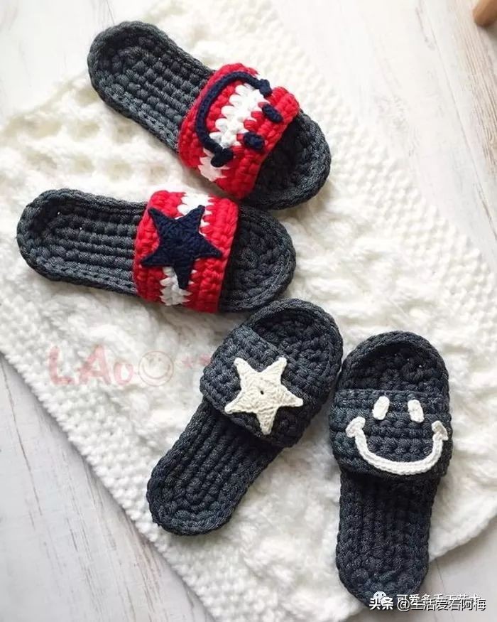 自己用毛线做布拖鞋,用布条线编拖鞋