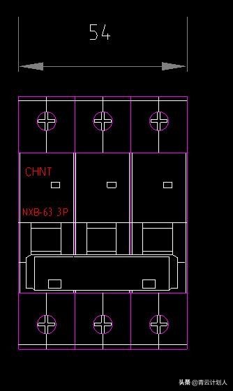 正泰断路器cad图库,正泰断路器cad尺寸图