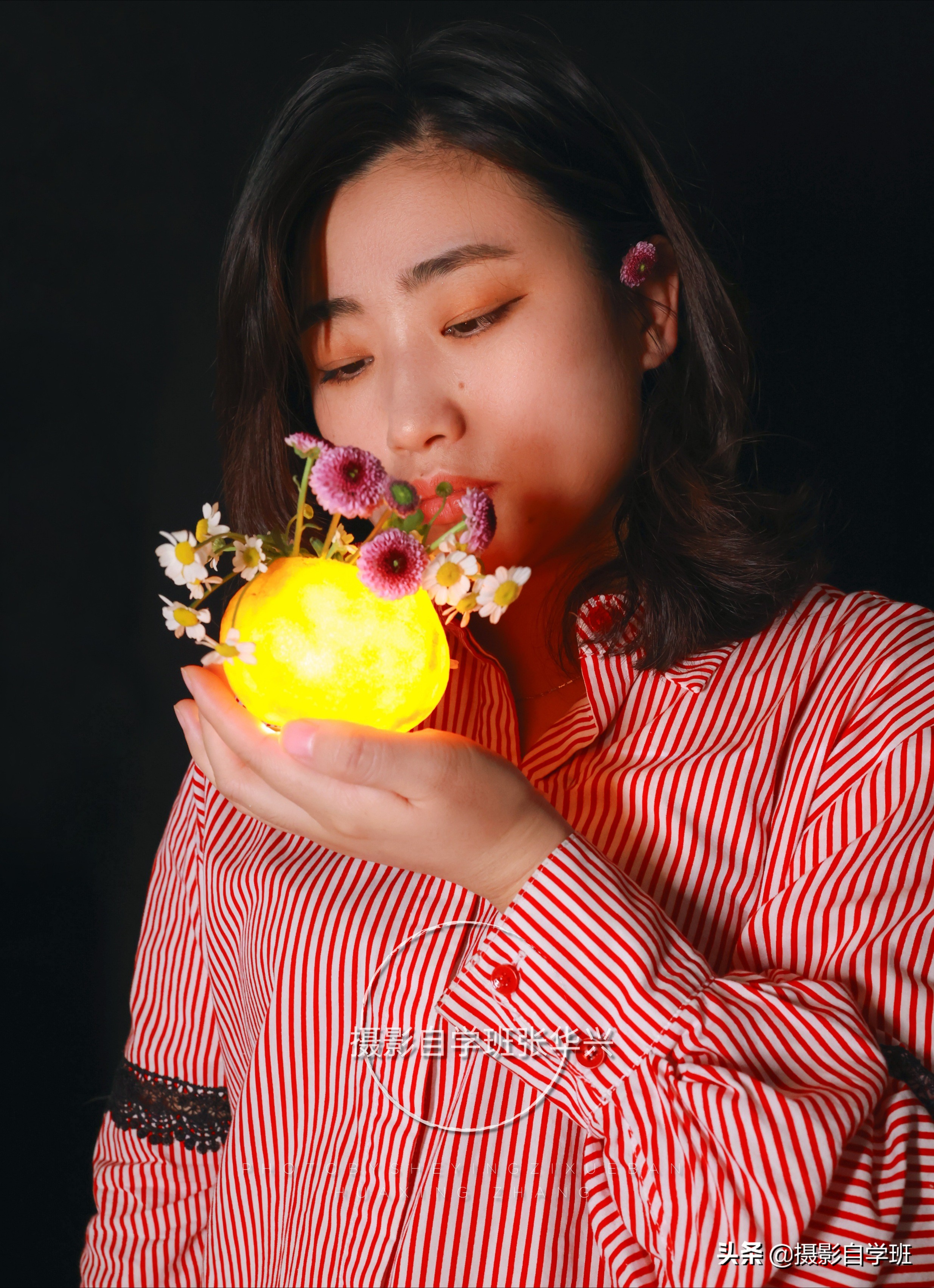 用水果皮做的灯拍照姿势,橘子灯创意拍摄