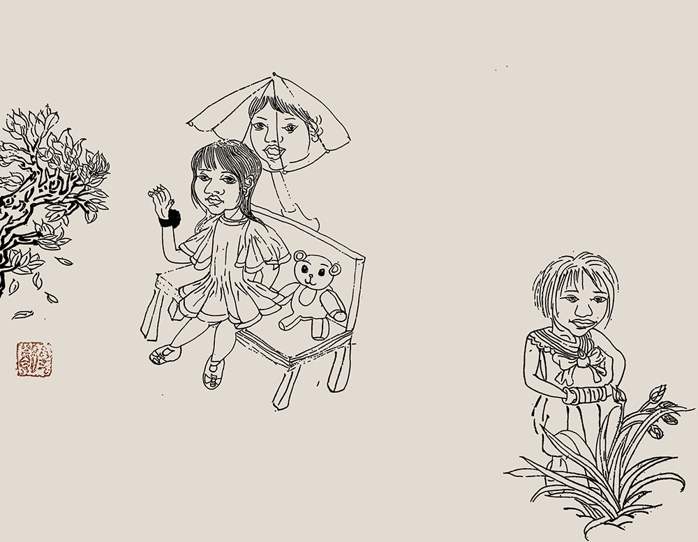 郑鑫绘画成长记录：线描篇（五）校园同学系列——创作