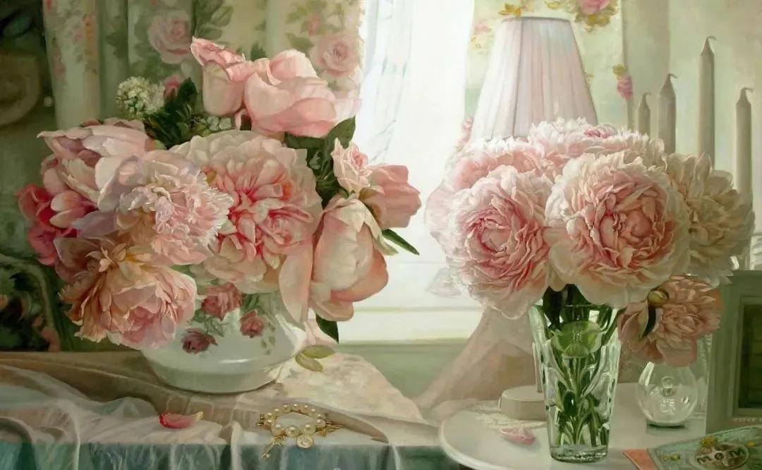 世界著名大师花卉油画,油画漂亮风景画