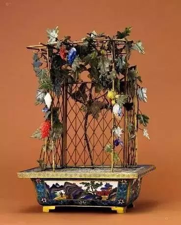 故宫里的玉石盆景,故宫景泰蓝盆景欣赏