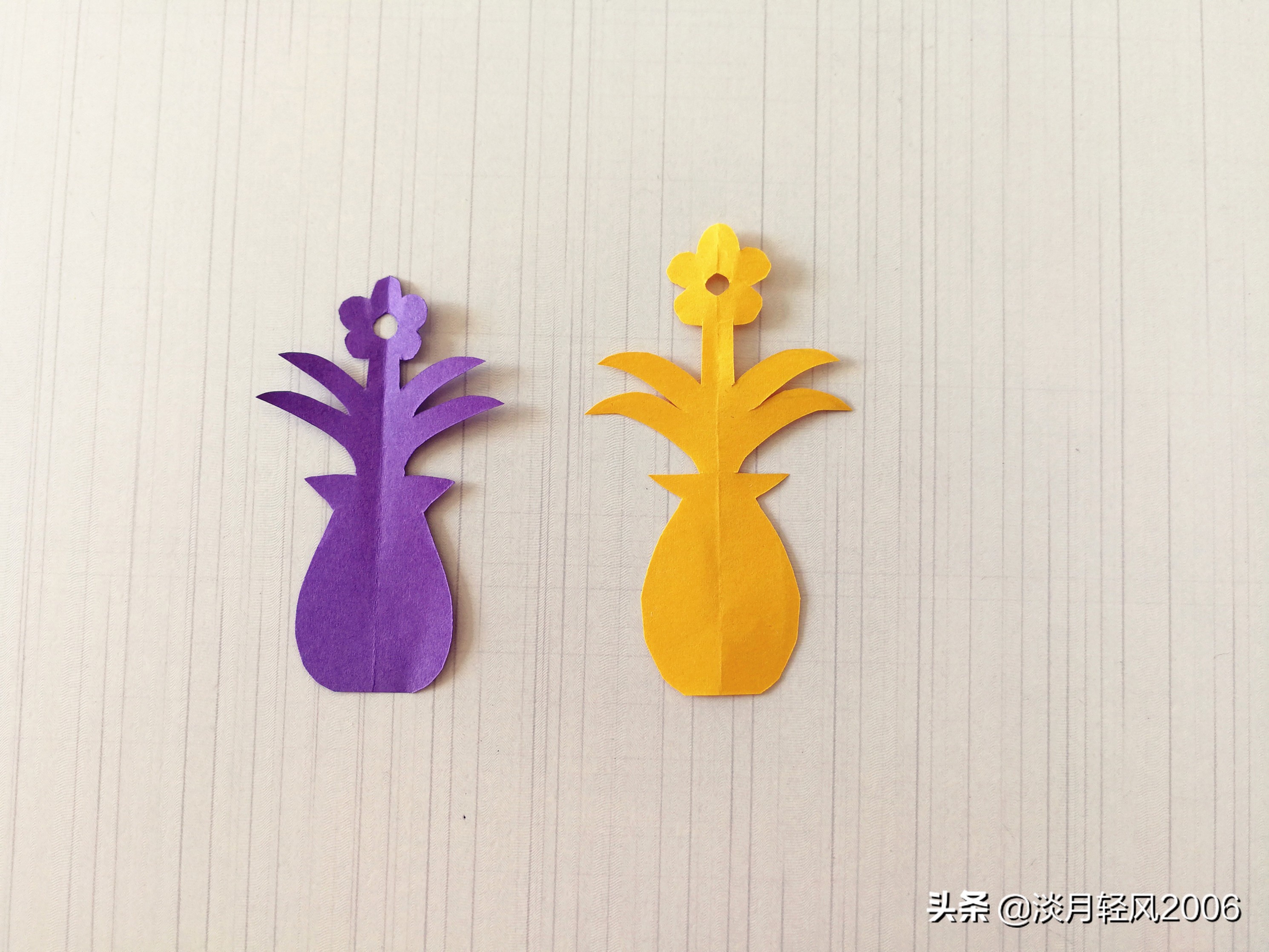 儿童剪纸花瓶简单图案大全,手工剪纸制作花瓶教程图解