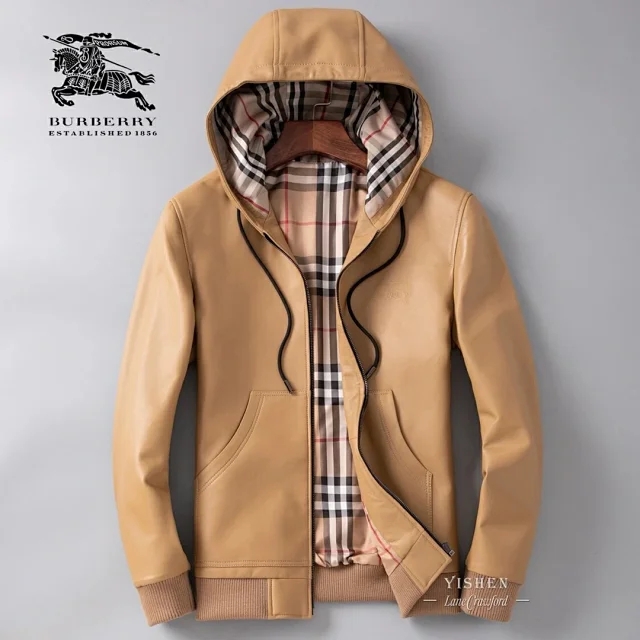 巴宝莉牌女款青果领皮衣的图片,巴宝莉经典款男士休闲皮衣