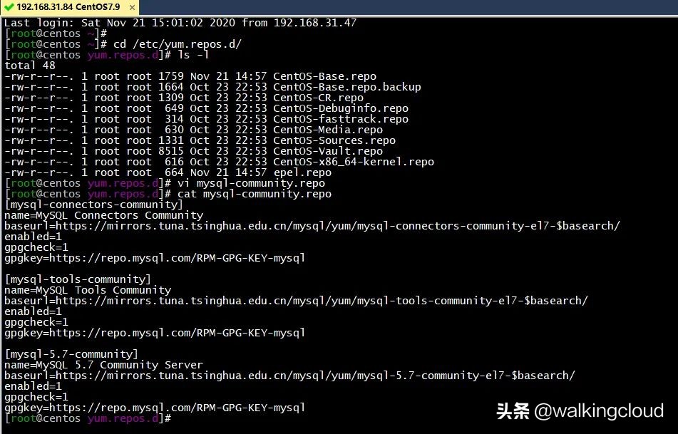 centos系统使用yum安装mysql命令,centos7上使用官方yum源安装mysql