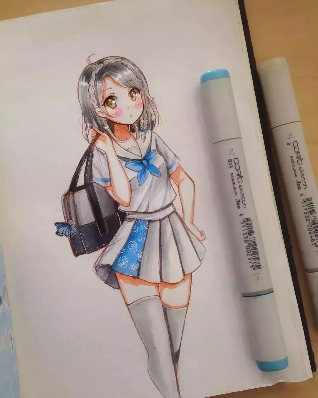 可爱动漫人物手绘马克笔,马克笔好看的动漫人物