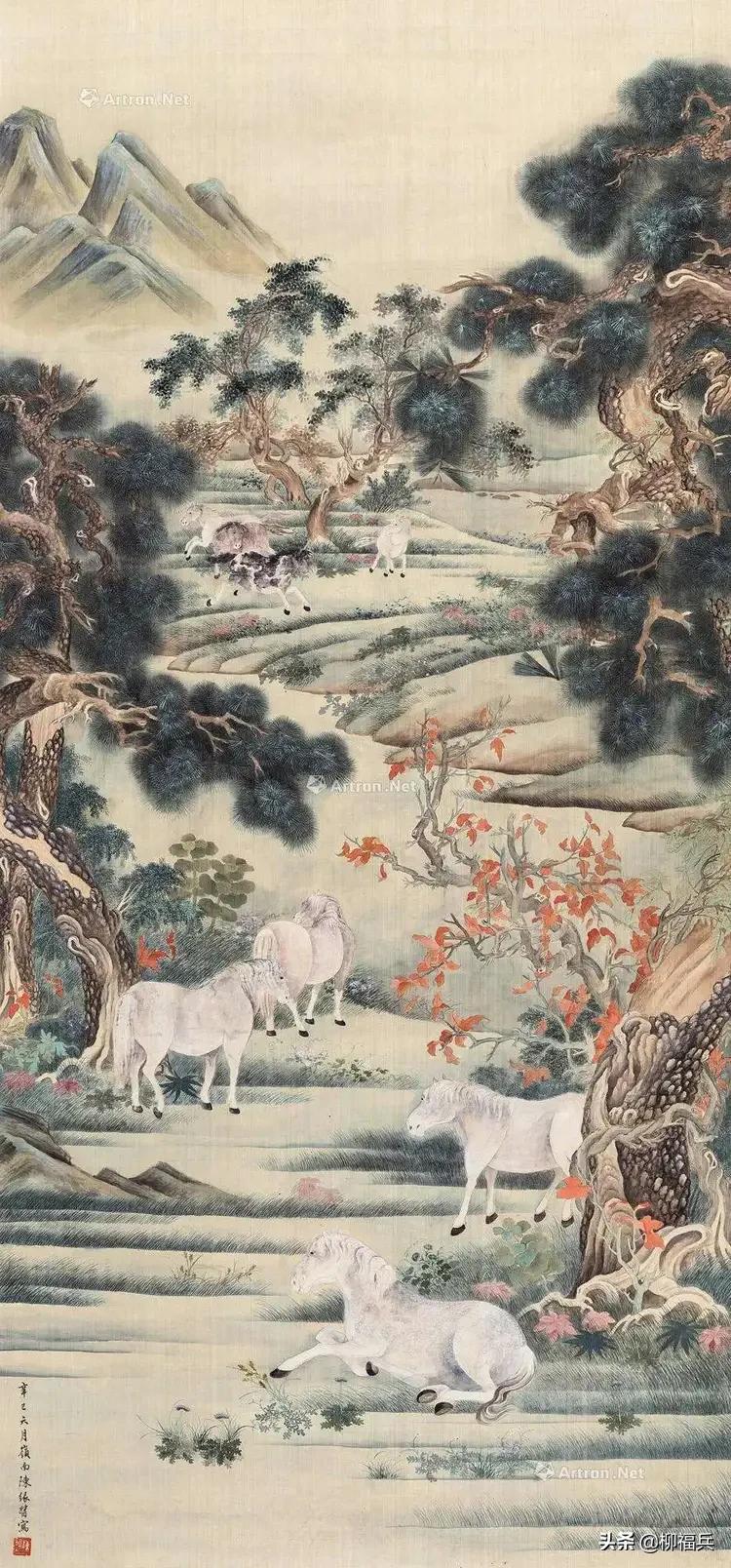 国画《八骏图》作品题款,名家精品国画八骏图欣赏