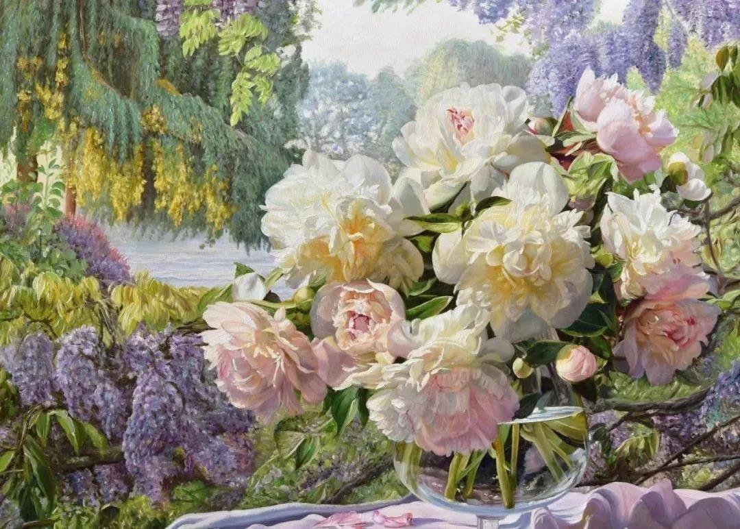世界著名大师花卉油画,油画漂亮风景画