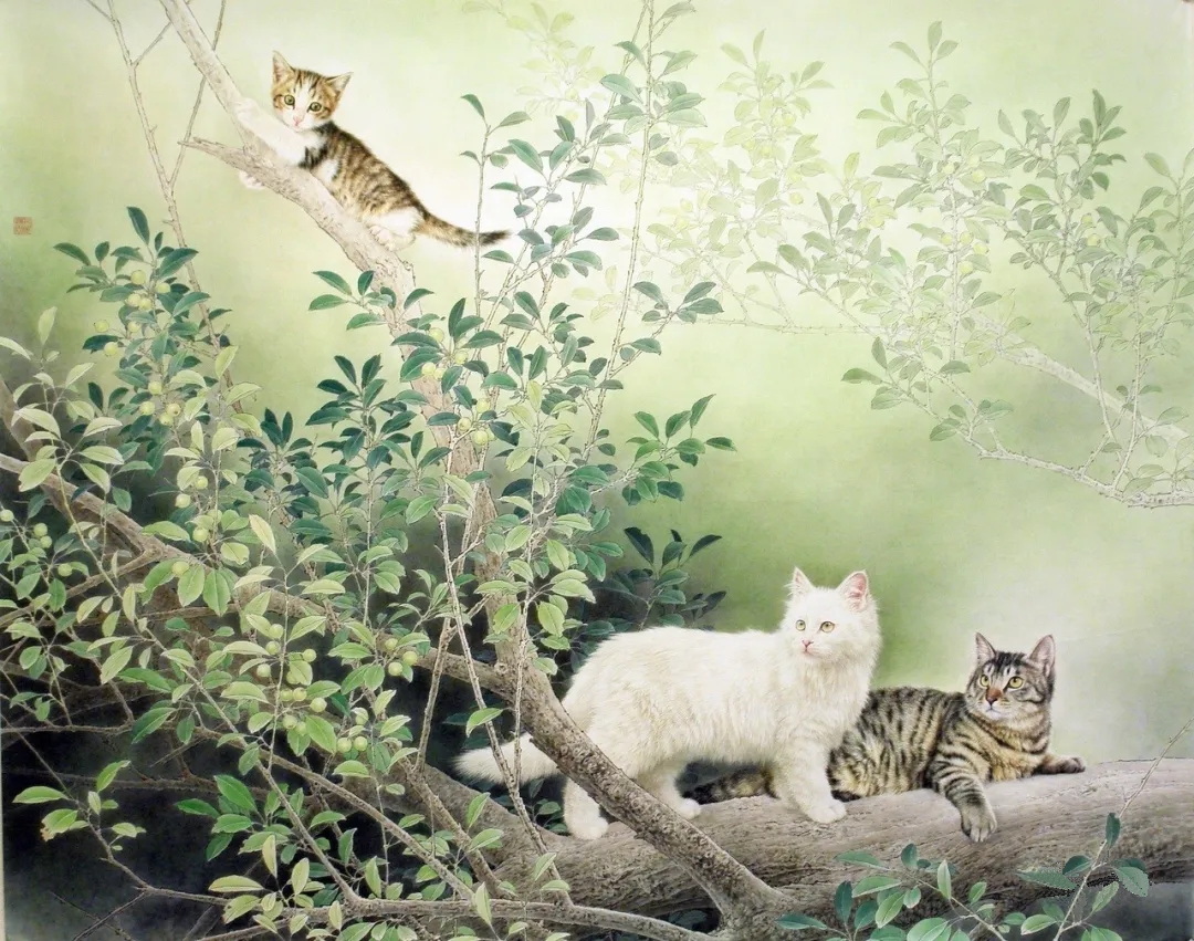 邢诚爱工笔画猫的图片,邢诚爱工笔画猫兔子高清大图