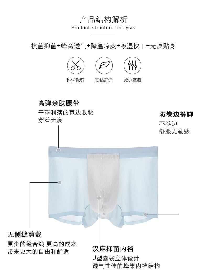 男士冰凉丝面膜*裤内**2条装